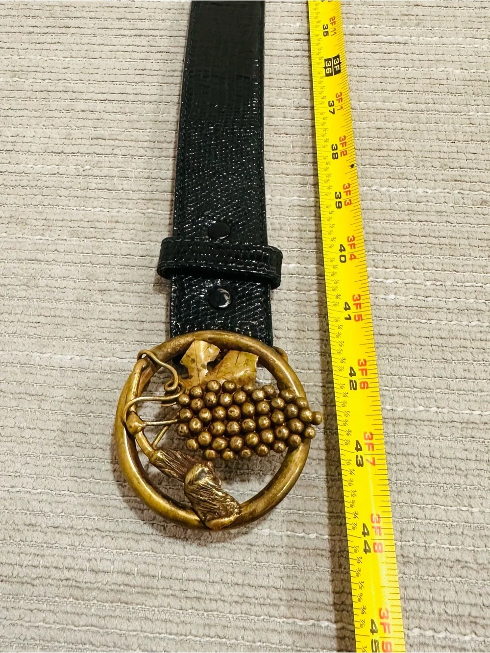 VTG Kenny Rogers by Leegin Brass Grapes Belt Buckle Genuine Lizard Leather 38